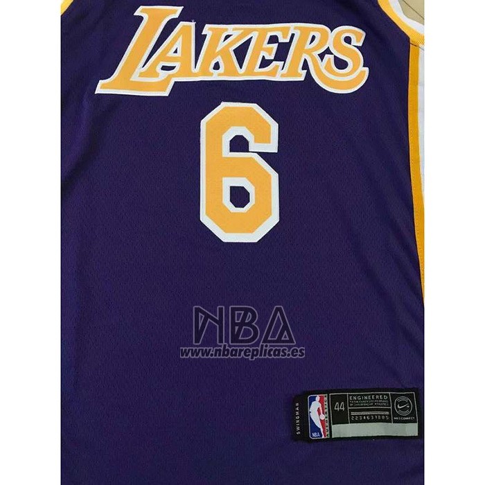 Camiseta Los Angeles Lakers LeBron James NO 6 Statement 2021-22 Violeta